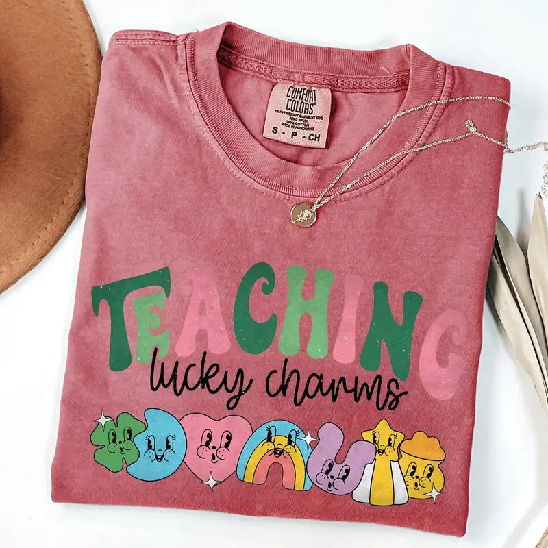 Comfort Colors Teaching Lucky Charms T-Shirt, Lucky Teacher Shirt, Saint Patrick's Day Teacher Shirt Hoodie, Sweatshirt