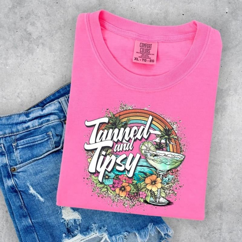 Comfort colors tanned and tipsy short sleeve casual cotton graphic tshirt Hoodie, Sweatshirt | ZylaModa.com