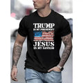 Comfortable and breathable high-quality men's crew-neck T-shirt, American flag Trump creative fashion pattern men's...