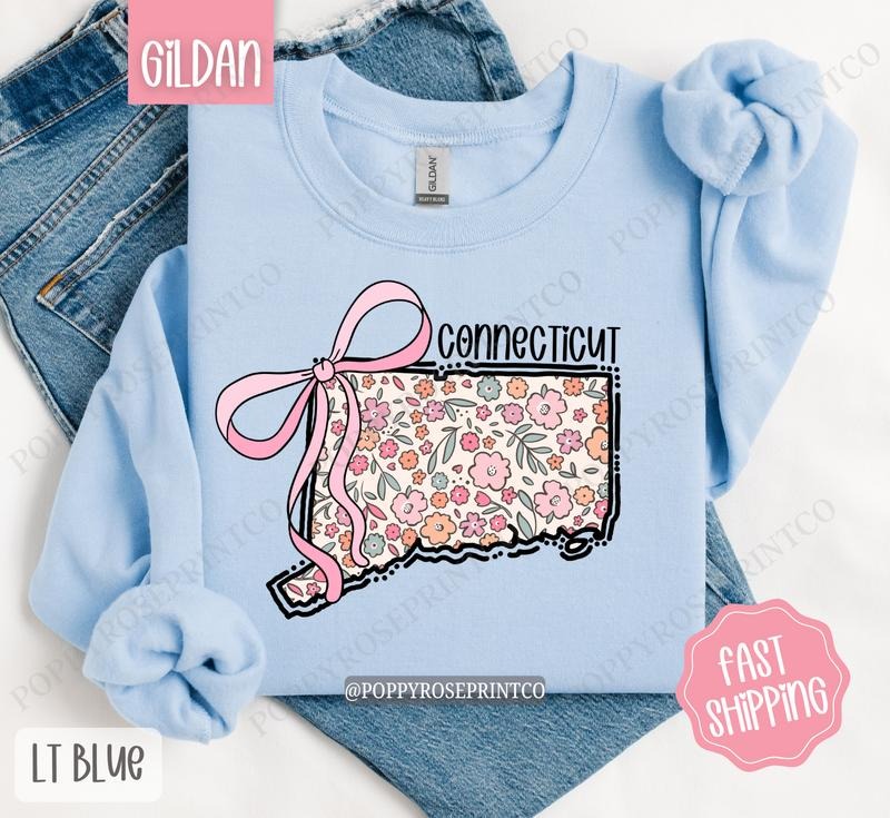 Connecticut Floral Sweatshirt, Cute Connecticut Sweatshirt, Connecticut State Sweatshirt T-Shirts, Hoodie | ZylaModa.com