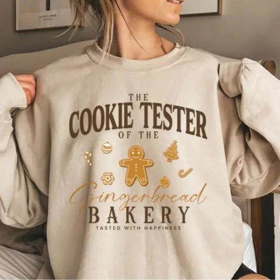 Cookie Baker Crewneck Sweatshirt, Cookie Tester Sweater, Gingerbread Sweater, Christmas Season Sweater, Holiday Season...