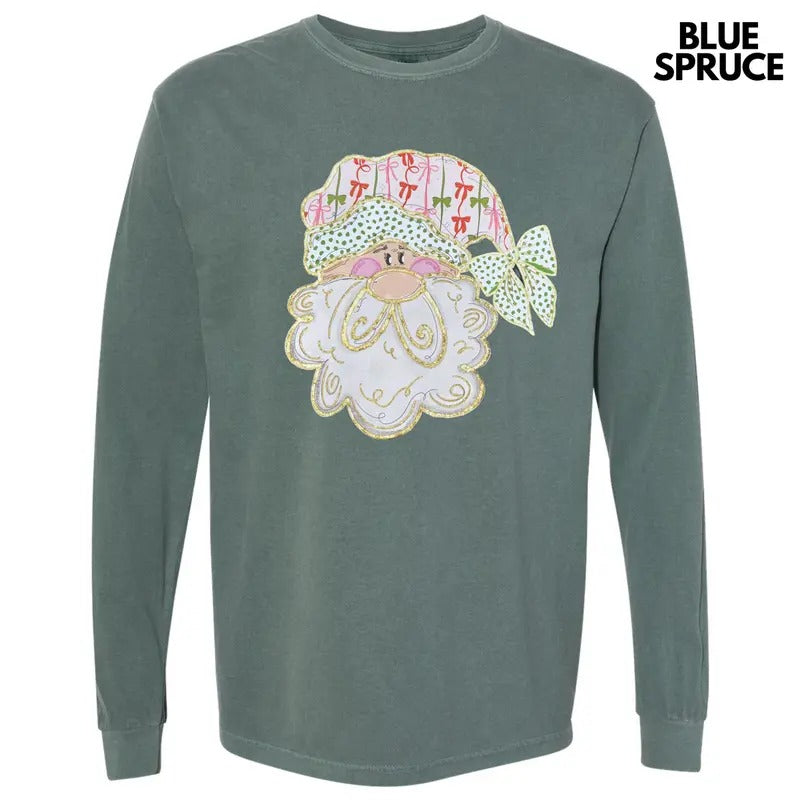 Coquette Bow Santa Long Sleeve Comfort Colors T-Shirt Hoodie, Sweatshirt | ZylaModa.com