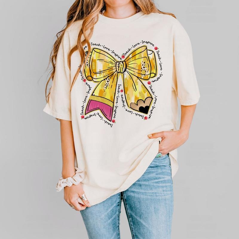 Coquette Bow Teacher Shirt, Cute Teacher Sweatshirt, Teach Love Inspire, Aesthetic Teacher Outfit, Back to School Gift Hoodie