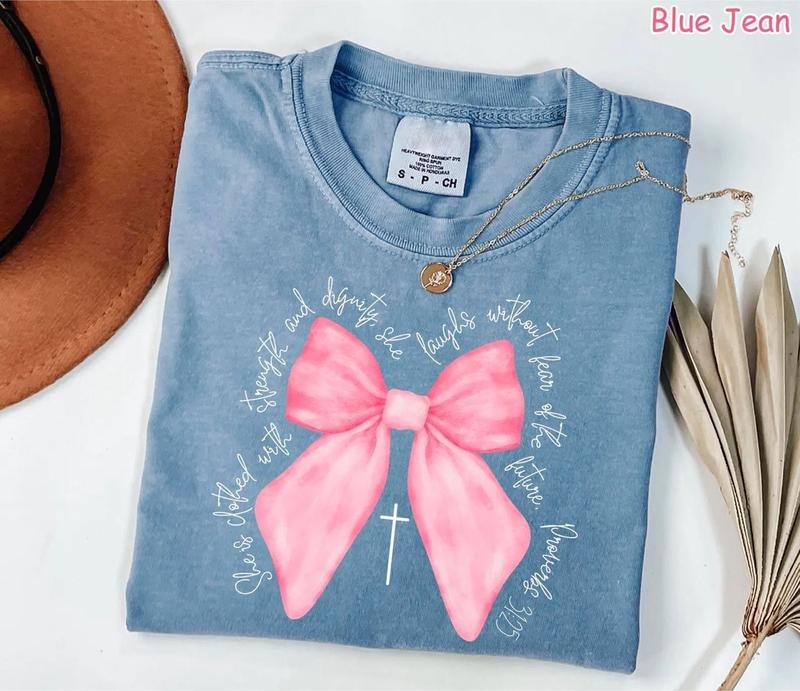 Coquette Christian Shirt, Pink Bow Faith Sweatshirt, Bible Verse Shirt, Womens Christian Sweater, Religious Women Shirt,...