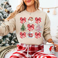 Coquette Christmas Sweatshirt, Retro Santa Shirt, Christmas Candy Cane Sweatshirt, Girly Christmas Shirt, Candy Cane...