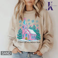 Coquette Christmas Tree Sweatshirt, Oh Come Let Us Adore Him Shirt, Jesus Christmas Sweatshirt, , Hand Drawn, Christian...