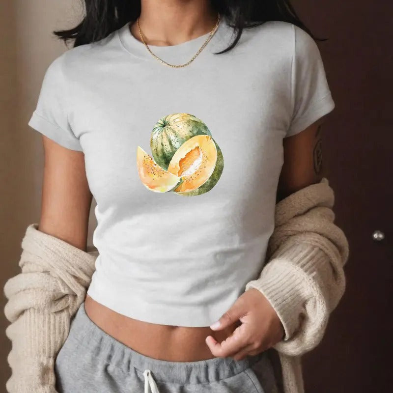 Coquette Feige Baby Tee - Watermelon Graphic T-Shirt for Women - Comfort, Casual Cotton Top Hoodie, Sweatshirt | ZylaModa.com