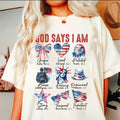 Coquette God Says I Am Shirt 4th Of July 4th Of July Christian 4th Of July America Blessed Independence Day  T-shirt,...