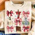 Coquette Jesus Christmas T-Shirt, Baby Jesus True Story Sweatshirt, Nativity Scene Oh Holy Night Bible Verse Clothing,...