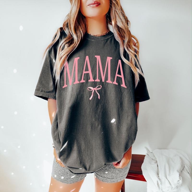 Coquette Mama Shirt, Coquette Bow T-shirt for Mom, Mothers Day Gift, Girly Mama Outfit Hoodie, Sweatshirt | ZylaModa.com