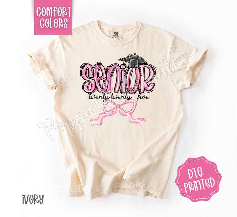 Coquette Senior Comfort Colors Shirt, Cute Graduation Tshirt, Trendy Bow Tee, Gift for Her Hoodie, Sweatshirt | ZylaModa.com