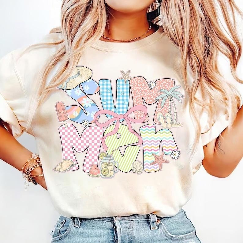 Coquette Summer Vibes Preppy Retro Beach Hand Drawn Summer T-Shirt Hoodie, Sweatshirt | ZylaModa.com