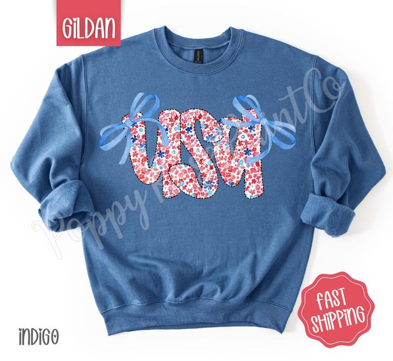 Coquette USA Sweatshirt, Cute American Sweater, Girly Fourth Of July Crewneck T-Shirts, Hoodie | ZylaModa.com