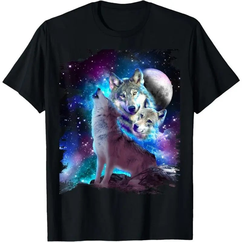 Cosmic Space Wolf Wolves Family Howling At Moon T-Shirt Hoodie, Sweatshirt | ZylaModa.com
