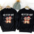 Couples Christmas Sweaters, Couple Christmas Pajamas Couple Sweatshirts Otter Puns Matching Christmas Shirts Funny Ugly...