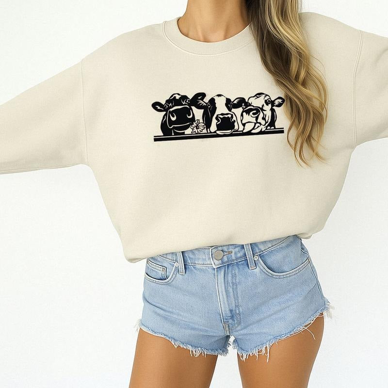 Cow Farm Animal Sweatshirt, Animal Lover T-shirt Farm Hoodie Animal Farmer Girl Gift Unisex | ZylaModa.com