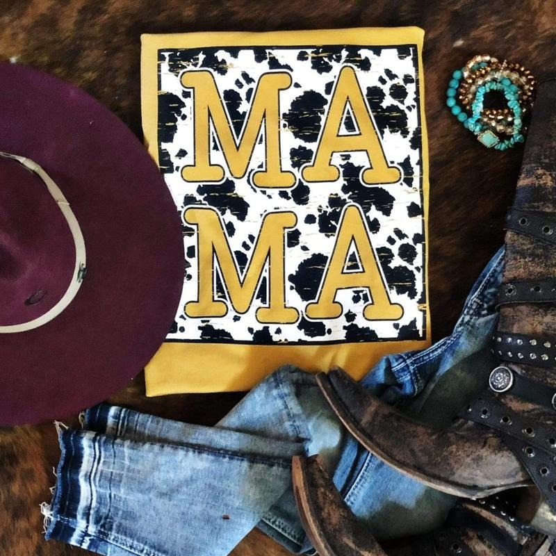 Cow Pattern Mama Graphic Tee Hoodie, Sweatshirt | ZylaModa.com