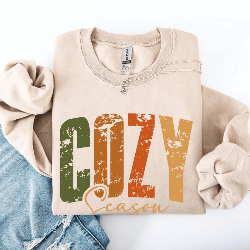 Cozy Season, Fall Vibes, Retro Varsity, Autumn, Pumpkin Sweatshirt T-Shirts, Hoodie | ZylaModa.com