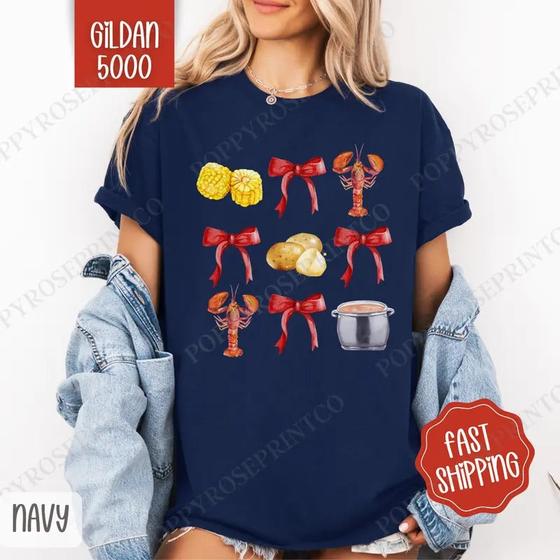 Crawfish Coquette Shirt Gildan, Crawfish Women's Tee, Cute Women's Tshirt Plus Sizes Hoodie, Sweatshirt | ZylaModa.com