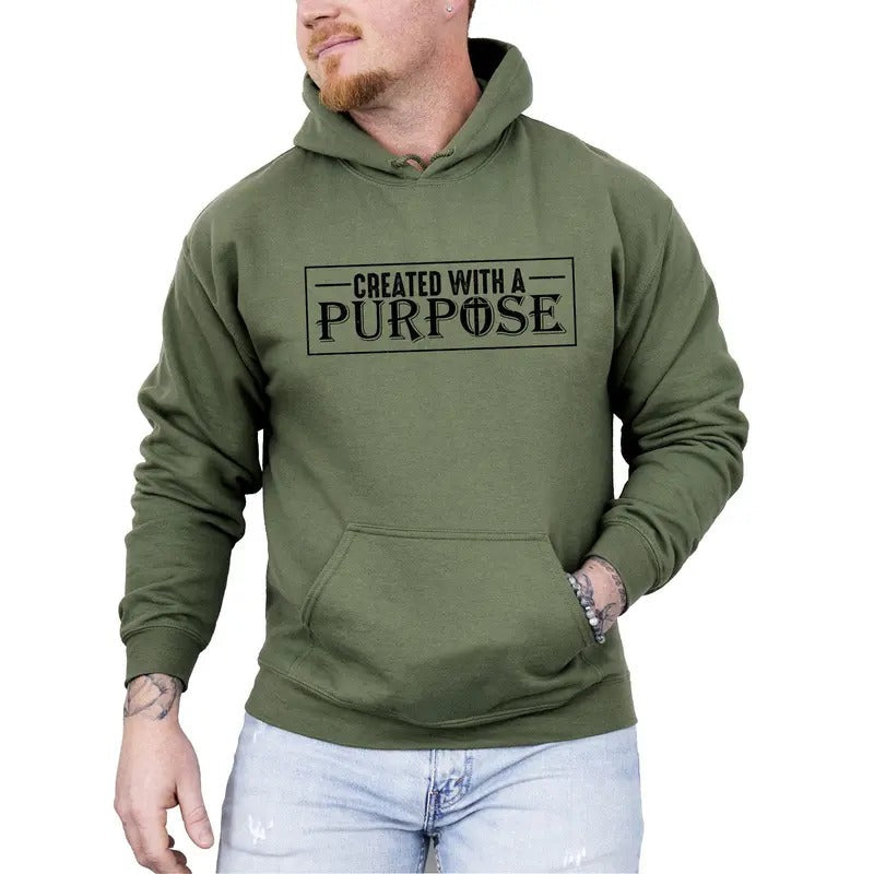 Created With A Purpose, Faith, Christian, Jesus, Gospel, Religious Hoodie, Hooded Sweatshirt T-Shirts | ZylaModa.com