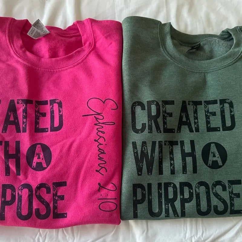 Created With a Purpose Christian Sweatshirt Comfy Sweatshirt T-Shirts, Hoodie | ZylaModa.com