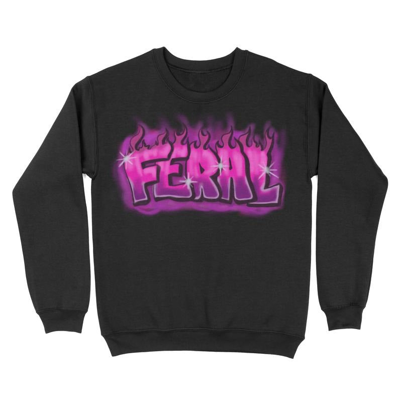Crewneck Sweatshirt - Feral Air Brush, Halloween, Fall, Spooky Sweatshirt, Gift for Mom T-Shirts, Hoodie | ZylaModa.com