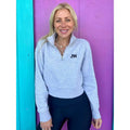 Cropped Initial Gray Embroidered Quarter Zip T-Shirts, Hoodie, Sweatshirt | ZylaModa.com