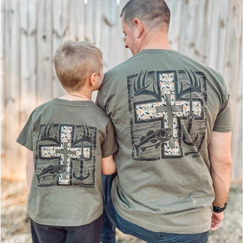Cross Camo Hunting and Fishing Tee, Adult and Youth Shirt, Perfect for Outdoor Enthusiasts Hoodie, Sweatshirt | ZylaModa.com