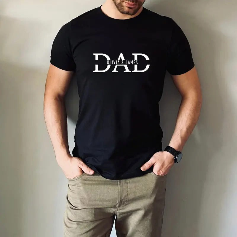 Custom Dad Shirt with Kid Names, Father's Day Gift, New Dad Tshirt, Personalized Dad T-Shirt, Custom Kids Names Shirt,...