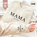 Custom Mama Sweatshirt with Name on Sleeve, Custom Mama Sweatshirt, Mom Jumper, Minimalist Mama Jumper, Mother's Day Gift...