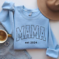 Custom Mom Sweatshirt, Mama Est 2024, Casual Crewneck Long Sleeve, Fitted Design, Perfect for Mother's Day Gifts...