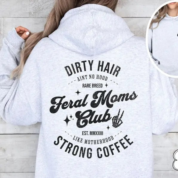Custom Motherhood Hoodie, Funny Mom Hoodie, Feral Mom Club Hoodie, Funny Mom Gift, Mom Skeleton Hoodie, Personalized Mom...