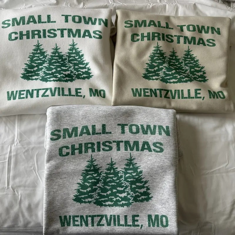 Custom Small Town Christmas Sweatshirt Christmas Sweatshirt Comfy Sweatshirt T-Shirts, Hoodie | ZylaModa.com