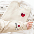 Custom Valentines Day Sweatshirt With Name on Sleeve, Valentine Heart Sweatshirt T-Shirts, Hoodie | ZylaModa.com