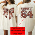 Customize Coquette Football T-shirt,  Sweatshirt and Hoodie, Football Bow Disco Ball Shirt, Football Mom Tee Cotton Top...