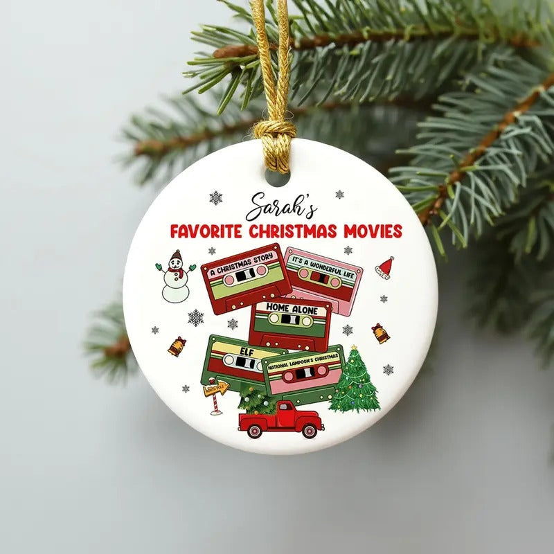Customized Favorite Christmas Movie Ornament, Christmas Movie Lovers Gift, Xmas Movies Fan Gift, Secret Santa Gift,...