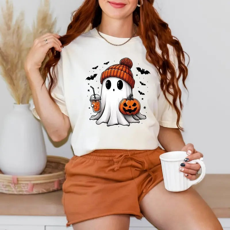 Cute Boo Halloween Ghost Shirt, Cute Halloween Boo Shirt, Halloween Women's Shirt, Spooky Season Shirt, Trick or Treat...