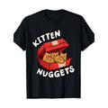 Cute Cat & Chicken Nuggets Graphic Tee - 100% Cotton, Short Sleeve, Crew Neck T-Shirt for Men