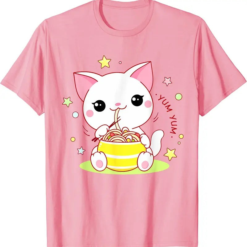 Cute Cat Ramen Noodle Kawaii Anime Youth Teen Girl TShirt Hoodie, Sweatshirt | ZylaModa.com