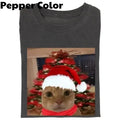 Cute Christmas Cat meme T-shirt, Vintage Funny Cat Expression Graphic Tee, Cat Lovers, Cute Kitty Meme Unisex Retro...
