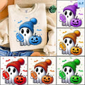 Cute Ghost Football Fall Sweatshirt, Halloween Football Fan Sweatshirt, Ghost with Pumpkin Football Season Sweatshirt,...