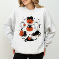 Cute Halloween Ghost Cat Sweatshirt, Halloween Boo Cat Crewneck, Funny Black Cat Sweater, Pumpkin Cat Sweatshirt, Cute...