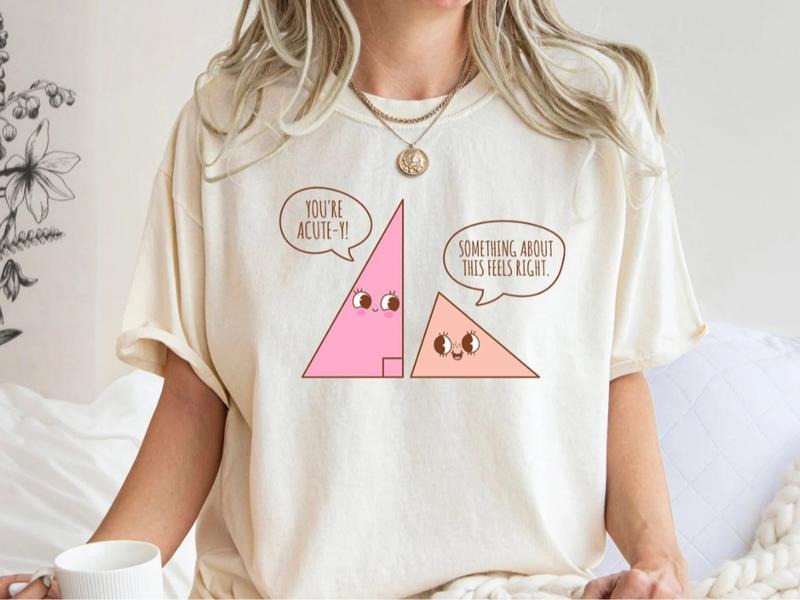 Cute Triangle Math Lover Teacher Shirt, Funny Math Joke T-Shirt, Math Teacher Geometry School Shirt, Gift for Her, Crew...