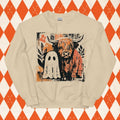 Cute fall highland cow ghost Sweatshirt, Halloween Spooky Season, Autumn Cow Crewneck, Fall Pumpkin graphic Pullover, Cow...