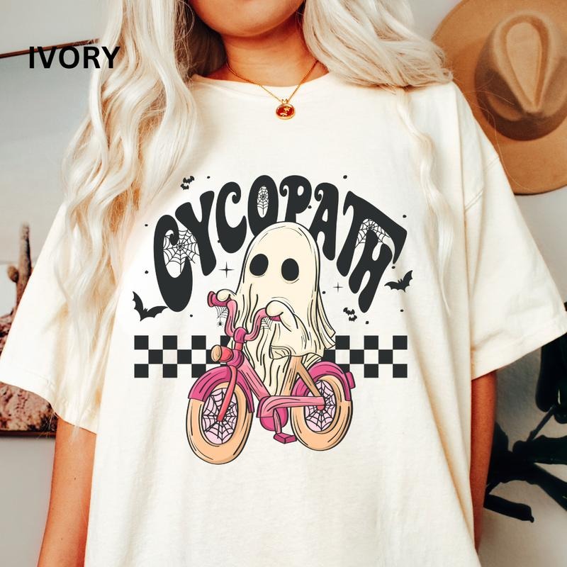 Cycopath Halloween Shirt, Spooky Season Ghost Bike Shirt, Summerween shirt, Comfort Colors Halloween Shirt, Casual Shirt...