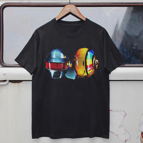 00s DAFT PUNK 'HAPPY' HEAVYWEIGHT BLACK T-SHIRT Hoodie, Sweatshirt | ZylaModa.com (Image 1)