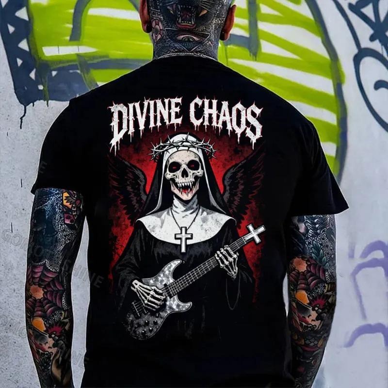 DIVINE CHAOS Skeleton Nun Print Men's T-shirt Hoodie, Sweatshirt | ZylaModa.com