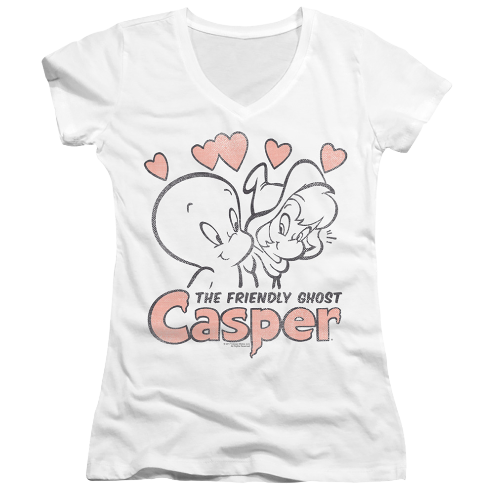 Casper the Friendly Ghost Hearts - Juniors V-Neck T-Shirt Hoodie, Sweatshirt | ZylaModa.com