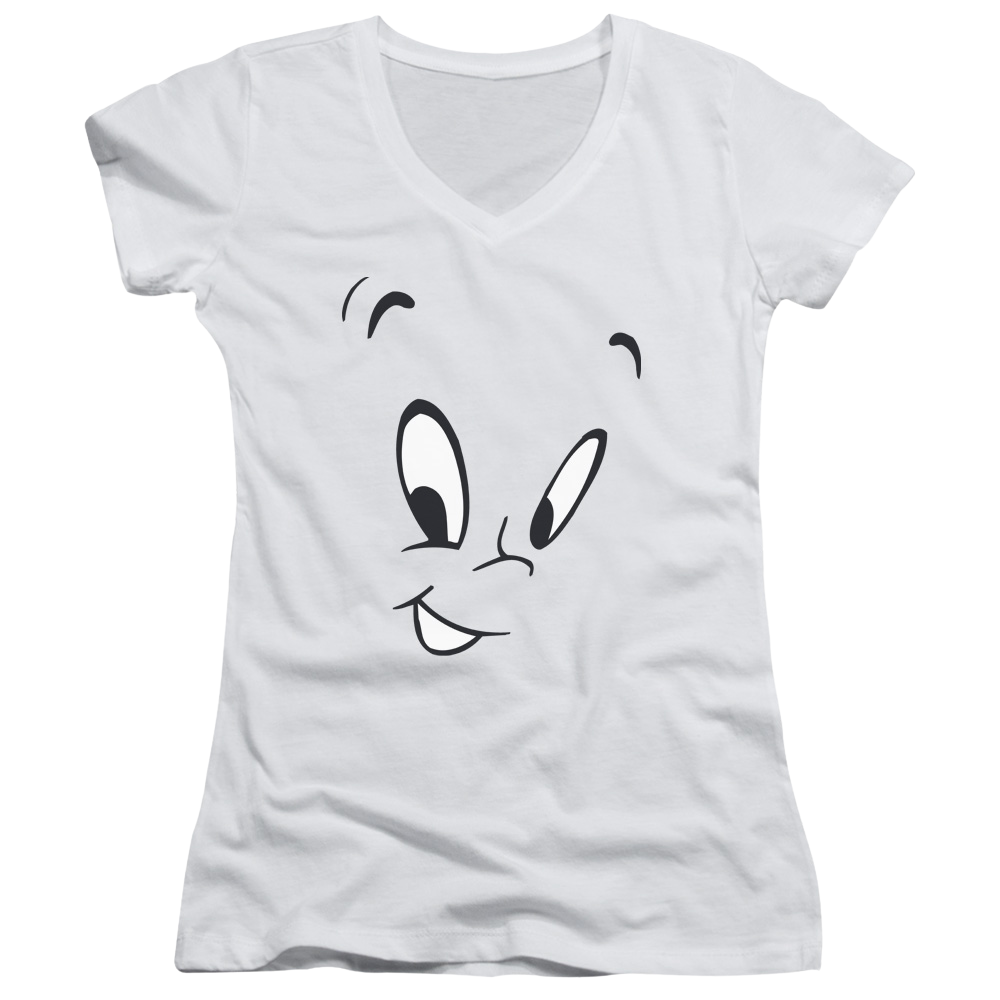 Casper the Friendly Ghost Face - Juniors V-Neck T-Shirt Hoodie, Sweatshirt | ZylaModa.com