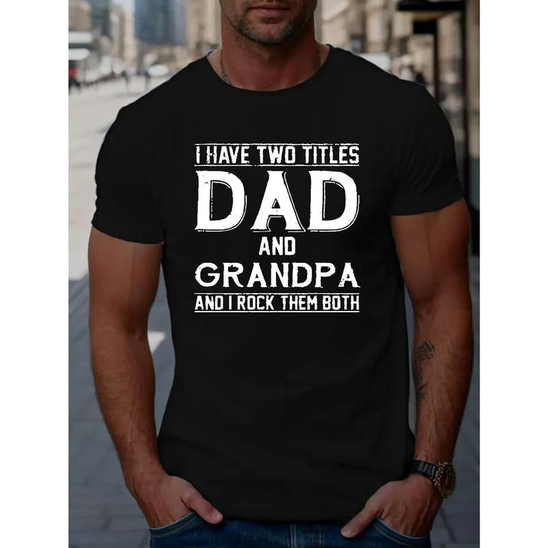 Dad And Grandpa Print T Shirt, Tees For Men, Casual Short Sleeve T-shirt For Summer Made in USA Hoodie, Sweatshirt